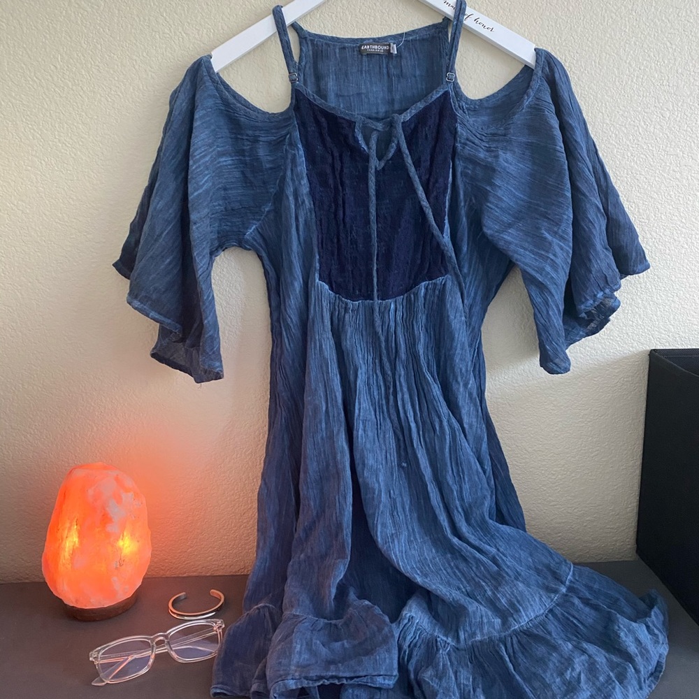 Earthbound cold shoulder dress